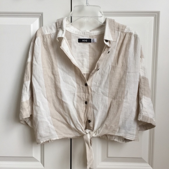 Urban Outfitters BDG Jena Crop Tie Shirt - Picture 1 of 3